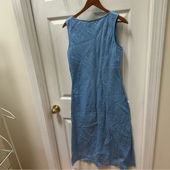 Lands end linen maxi dress Elegant Blue Sleeveless Dress 8 long - Picture 5 of 7